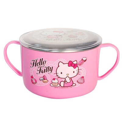 

LOCK&LOCK HELLO KITTY Childrens stainless steel cutlery food bowl baby rice bowl with lid soup bowl LKT482