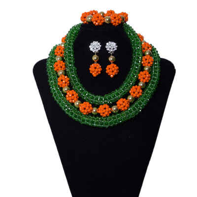 

Gold And Light Green African Bridal Crystal Jewelry Set Statement Necklace Nigerian Beads Wedding Jewelry Sets For Women