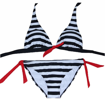 

Women Girls Striped Bikini Set Beach Summer Swimsuit Sexy Navy Style Swimwear