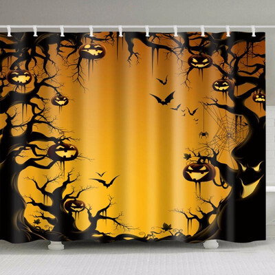 

Halloween Trees Pumpkin Print Waterproof Fabric Shower Curtain