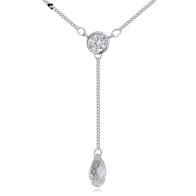 

Fashion Jewelry Crystal from Austrian Water Drop Pendant Necklace For Women High Quality Accessories Gift White Gold Plated 23557