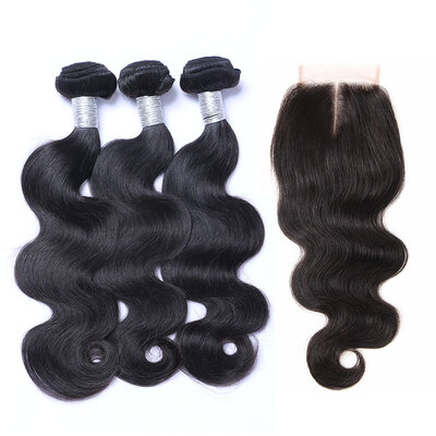 

8A Cambodian Virgin Hair Body Wave With Closure 3 Bundles Cambodian Remy Human Hair Weave And Lace Closure 4 Pcs Lot Natural Black