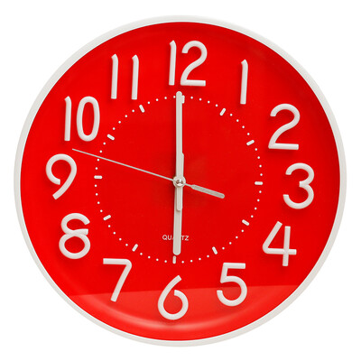 

Pearl Star PEARL wall clock fashion creative stereo digital living room clock 13 inch stereo digital silent simple quartz clock PW253 red