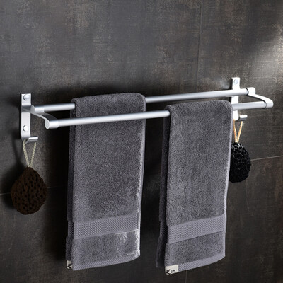 

Jiebi Shi bathroom bathroom rack free punching space aluminum double pole towel rack towel rack with hook 60cm