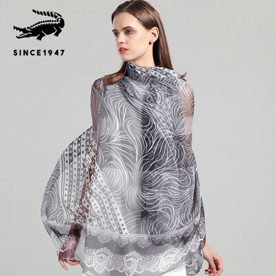 

Cartier crocodile CARTELO fine imitation silk scarf womens spring&autumn models large towel high-grade silk scarf shawl scarf bib thin summer sunscreen CC58C17062 black