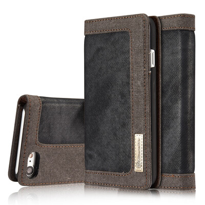 

Iphone 78X Luxury Canvas Villus Vintage Multi-function Wallet Card Clip Protection Cover Stand Phone case
