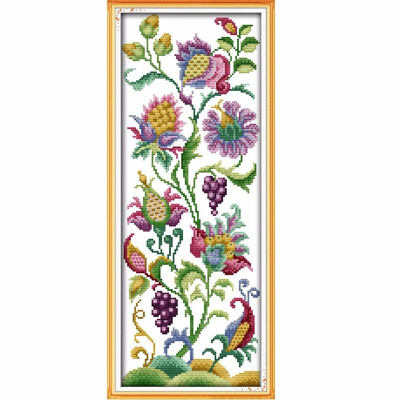 

DIY Handmade Needlework Counted Cross Stitch Set Embroidery Kit 14CT Beautiful Flowers Pattern Cross-Stitching 21 50cm Home Deco