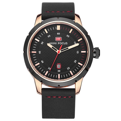 

MINI FOCUS Fashion Leather Strap Business Men Quartz Watch MF0014G