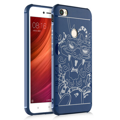 

Goowiiz Phone Case For Xiaomi Redmi Note 4X5A5A Pro Carved Dragon Thin Matte soft Silicone Prevent falling