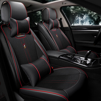 

Jody car seat four seasons GM car seat cover small waist leather imitation linen seat cushion luxury black