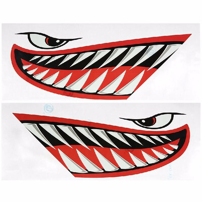 

2 Pieces Waterproof Shark Teeth Mouth Stickers Kayak Boat Car Truck Accessories