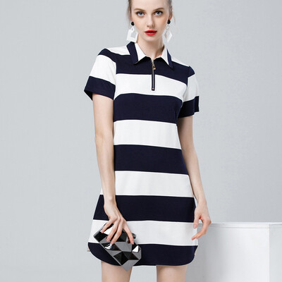 

BURDULLY Ladies European Dresses 2018 For Women Summer Office Dress Lady Work High Quality Striped Patchwork Vintage Straight