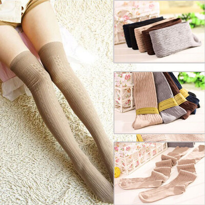 

Cotton Women Girls Knit Over Knee Thigh Stockings High Socks Pantyhose Tights