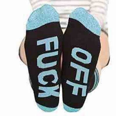 

Man&39s Cotton Casual Letters Fuck Off Printed Stripe Breathable Middle Socks