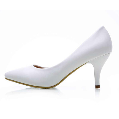 

New Women Spring Classic Women&39s Office Black Leather Thin Heels Stilettos Pointed Toe Lady Shoes High Heels 7cm