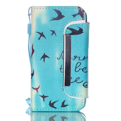 

MITI Fashion Printing Pattern PU Wallet Leather Case For iPhone 4 4S flip cover split 2in1 detachable with card slot & Lanyard