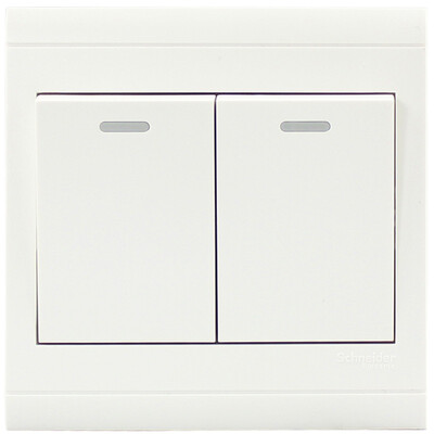 

Schneider switch socket switch panel four open dual control switch with fluorescent indicator A5 shiny series white