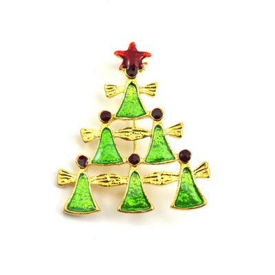 

Vanker Xmas Christmas Gift Santa Claus Shirt Decor Alloy Gold-plated Brooch Pin Bell Tree Style