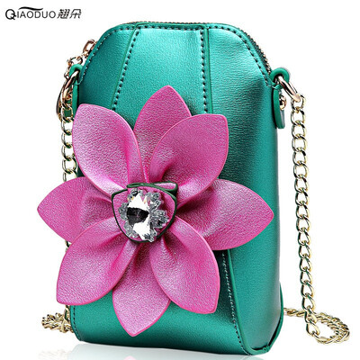 

2018 New Mini Handbag for handset A chain of water drill flowers bump a single shoulder&slung a zero Purse
