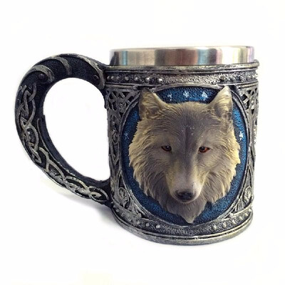 

Hot Unique Cool Creative Novelty Resin Stainless Steel Liner Creepy 3D Coffee Beer Milk Mug Cup Tankard Drinkware for Decoration G