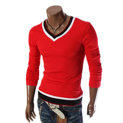 

Zogaa New Korean Mens T-shirt Contrast Color Slim