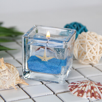 

Gong Xun romantic jelly candle birthday confession home creative layout seeking love wedding decoration candlelight dinner square ocean handmade candle blue ocean shell