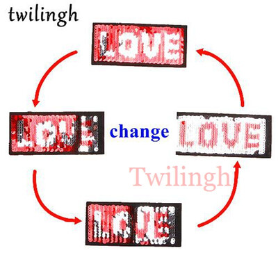 

twilingh Patches 1pc Reversible Change Sequins Patches Skull Star Heart DIY Sew On Patches For Clothes Applique Decoration