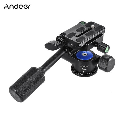 

Andoer A40 3 Way Camera Video Head Aluminum Alloy 360° Panoramic Photographic Damping Head for Canon Nikon Sony for Tripod Monopo