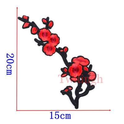 

1 Pc Top New Brand Clothes Patches Bird Red Rose Flower Embroidered Patch DIY Iron On Sew Fabric Repair Clothing Wedding Patches