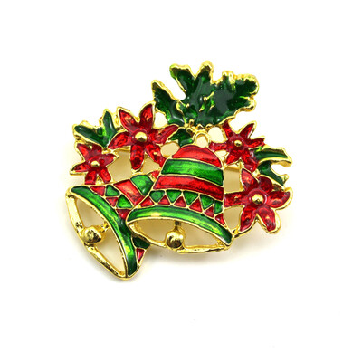 

Ванкер Рождество Рождественский подарок Санта-Клаус Футболка Декор сплава Позолоченный Брошь Pin Цветочный Белл Стиль