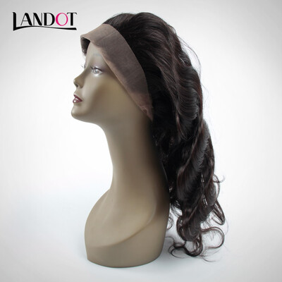 

Pre Plucked 360 Full Lace Frontal Closure Brazilian Body Wave Virgin Human Hair Closures With Baby Hair Adjustable Strap 225x4x2"