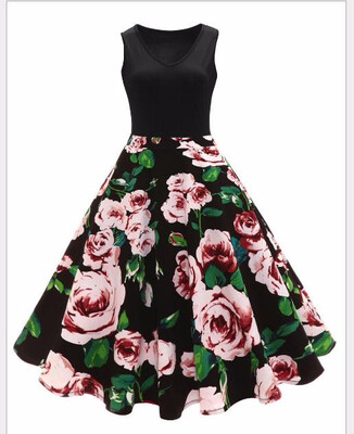 

New Arrival Women Fashion Cocktail Party Prom Dress Sleeveless Floral Print Dress