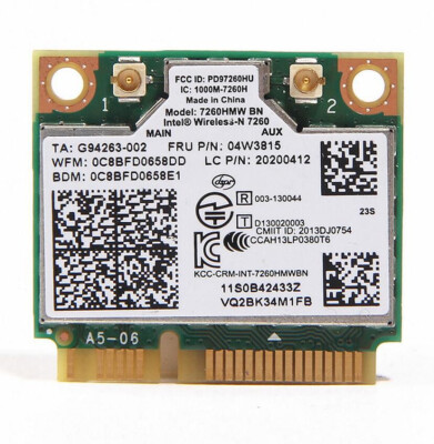 

Wireless Adapter Card for IBM Lenovo Thinkpad Intel N 7260 7260HMW BN 300Mbps Wifi Bluetooth BT40 Mini PCI-E Wlan 04W3815