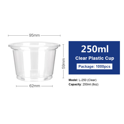 

OTOR Ice Cream Bowl Disposable Plastic Cup Bowl with Lid Take Away Food Container for Dessert Fast food Bento Soup 300ml250ml