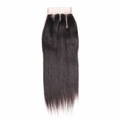 

HCDIVA Brazilian Straight Lace Closure FreeMiddleThree Part Size 100 Virgin Hand Tied Closure No lice No shedding No Tangle