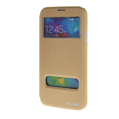 

MOONCASE Samsung Galaxy S5 I9600 чехол для View Slim Leather Flip Pouch Bracket Back Cover Gold