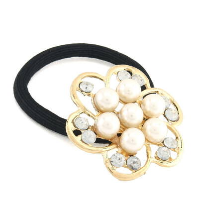 

1Pcs Jewelry Silver/Golden Color Hair Rope Accessories Flower Pearl Rhinestone