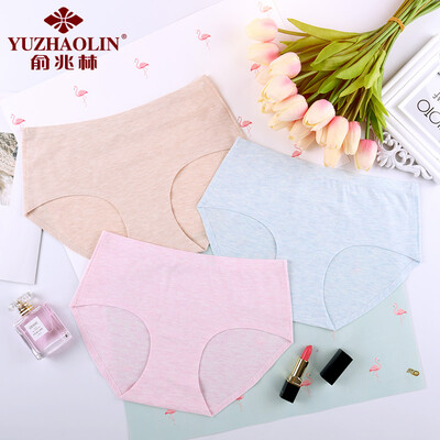 

Yu Zhaolin YUZHAOLIN womens underwear in the waist solid color cotton briefs shorts physiological comfort seamless womens underwear color spinning no trace 3 M