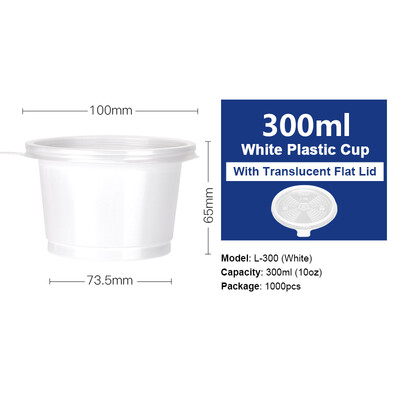 

OTOR Ice Cream Bowl Disposable Plastic Cup Bowl with Lid Take Away Food Container for Dessert Fast food Bento Soup 300ml250ml