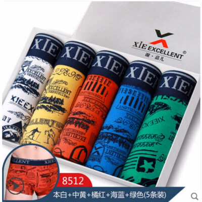 

Xie Jiaer 5 gift box mens underwear mens cotton sweat-absorbent breathable boxer shorts