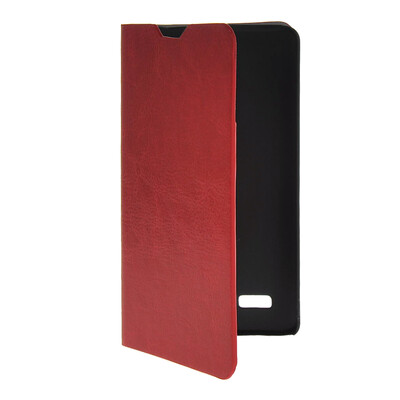 

MOONCASE Slim Leather Side Flip Wallet Card Slot Pouch with Kickstand Shell Back Case Cover for LG L Bello D331 / D335 Red