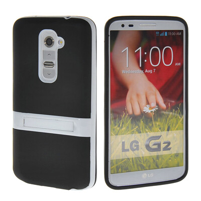 

MOONCASE Мягкие гибкие силиконовый гель ТПУ кожи с Kickstand чехол для LG G2 черный
