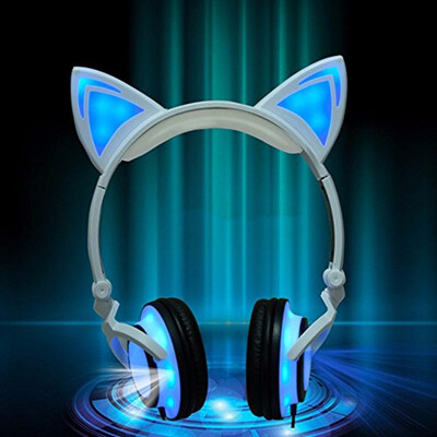 

Cat Ear headphones LED Ear headphone cat earphone Flashing Glowing Headset Gaming Earphones for Adult&Children