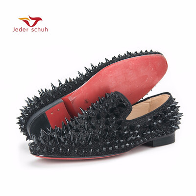 

Men loafers fashion casual shoes rivets new mens flat shoes design Italy black embossed leather men shoes