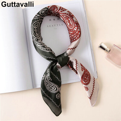 

Guttavalli Fashion Women Cashews Print Ties Small Chevron Flowers Summer All-match Scarves Silk Geometric Floral Skinny Wraps