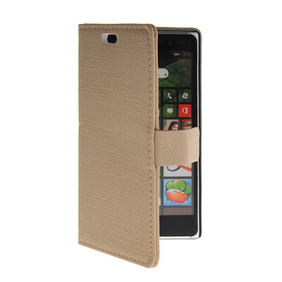

MOONCASE Slim Leather Side Flip Wallet Card Slot Pouch Stand Shell Back Case Cover for Nokia Lumia 830 Beige