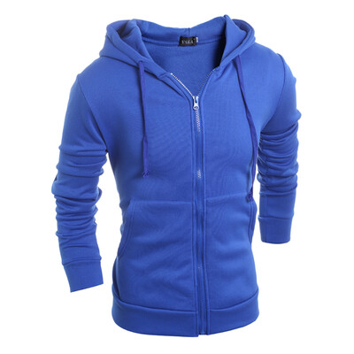 

Mens Sweatshirts Solid Color Zipper Sports Jacket Hooded Cardigan Coat