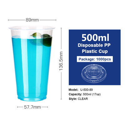 

OTOR 17oz22oz Disposable Plastic Cups with Lids PP Clear Cup for Hot & Cold Drinks Iced Coffee Bubble Boba Smoothie 1000pcs
