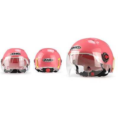 

ZHC electric car helmet men&women battery car full face helmet electric bicycle female riding helmet Harley models half helmet four seasons lens summer code pink