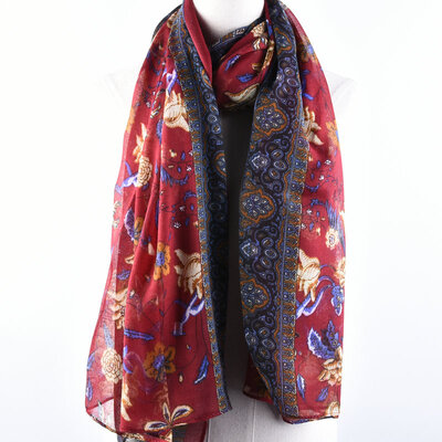 

Guttavalli Women Fashion Flowers Вискозный шарф Мягкий летний шевронный длинный платок Романтические полоски Геометрические цветочные шарфы Обертывания